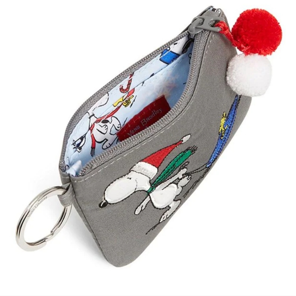 Vera Bradley Peanuts Collection Snoopy and Woodstock Sled Zip ID Lanyard